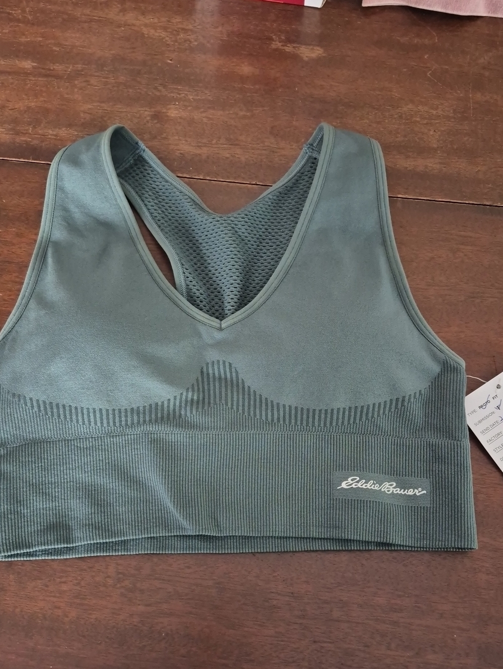 Eddie Bauer Seamless Racerback Sports Bra in Sage Green